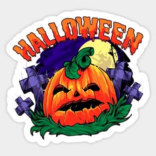 halloween pumpkin illustration perfect t shirt product Sticker